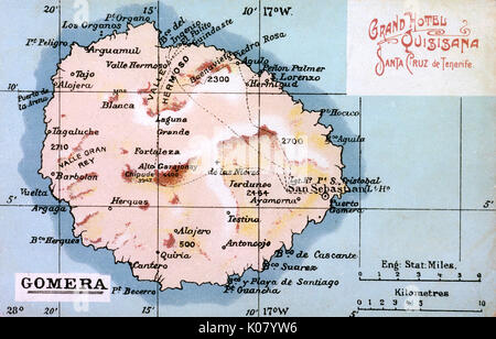 Mappa di la Gomera, Isole Canarie Foto Stock