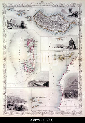 Mappa delle isole nell'Oceano Atlantico Foto Stock