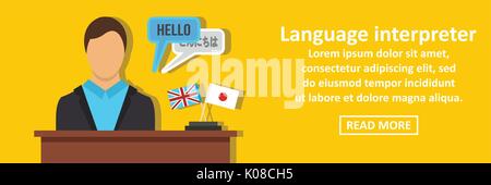 Interprete di lingua banner concetto orizzontale Illustrazione Vettoriale