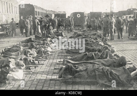 British feriti a Boulogne, 1914, WW1 Foto Stock