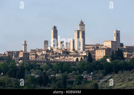 San Gimignano, Val d'Orcia. Distretto di Siena, Toscana, Italia. Foto Stock