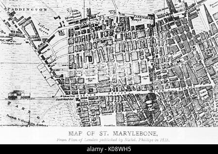 Mappa di St Marylebone, Londra Foto Stock