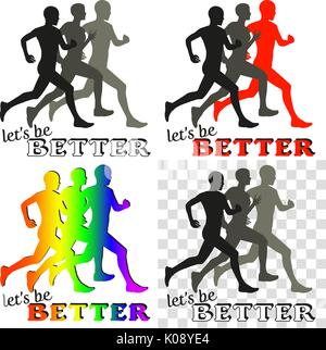 Ispirando poster con esecuzione di persone sagome Illustrazione Vettoriale