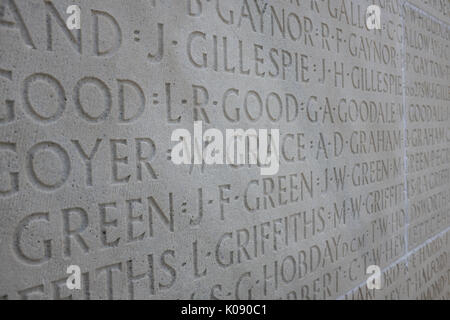 Nomi del Canadian National vimy memorial, vimy ridge, Francia Foto Stock