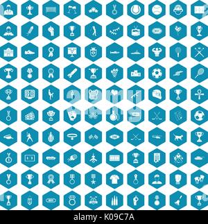 100 icone medaglia sapphirine viola Illustrazione Vettoriale