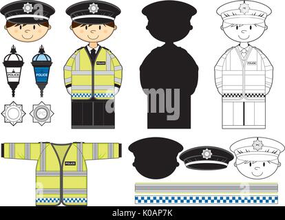 Cartoon carino British poliziotto Clip Art illustrazione vettoriale Illustrazione Vettoriale