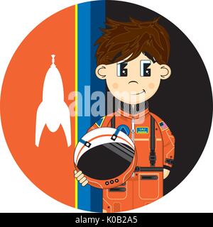 Cartoon carino astronauta - Spaceman illustrazione vettoriale Illustrazione Vettoriale