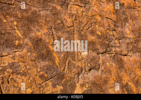 Graffiti Rock (Musayqirah petroglifi Qaryat al Asba), Provincia di Riyadh, Arabia Saudita Foto Stock