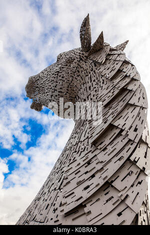 Sculture Kelpies Falkirk Scozia set contro il cielo drammatico Foto Stock