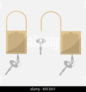 Icona a forma di lucchetto in elegante stile piatto isolato su sfondo grigio. simbolo di sicurezza per il vostro web site design, logo, app, ui. illustrazione vettoriale EPS10. Illustrazione Vettoriale
