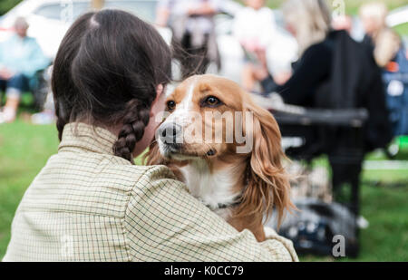 La suoneria di Barlow Dog Show - Ritratto di una giovane ragazza con un Cocker Spaniel cane Foto Stock