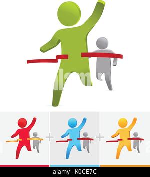 Vettore 3D stick figura ha vinto il concorso. vincitore concept per il business. Illustrazione Vettoriale