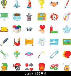 Creatività set di icone, stile cartoon Illustrazione Vettoriale