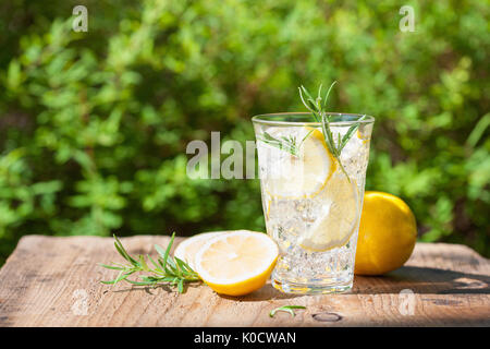 Limonata rinfrescanti drink con rosmarino in bicchieri Foto Stock