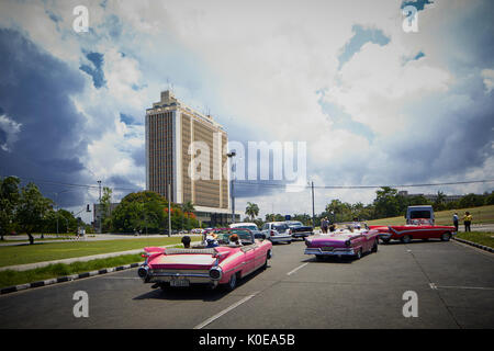 Cubano, Cuba, capitale, Havana Piazza della Rivoluzione, Ministero della Difesa Defense Building Plaza de la Revolución Foto Stock