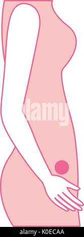 Silhouette di rosa di vista laterale del processo di gravidanza nel corpo femmina Illustrazione Vettoriale