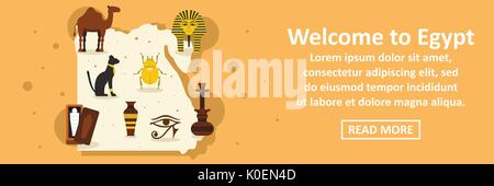 Benvenuti in Egitto banner concetto orizzontale Illustrazione Vettoriale