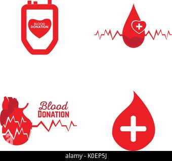 La donazione di sangue impostato Illustrazione Vettoriale