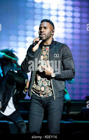 Palafrugell, Spagna. 22 Agosto, 2017. Jason Derulo esegue sul palco durante il Cap Roig Festival presso Calella de Palafrugell. Credito: Pablo Guillen/Alamy Live News Foto Stock