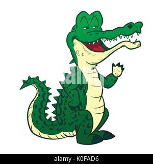 Illustrazione di alligatore su sfondo bianco, vettore di Cartoon Illustrazione Vettoriale