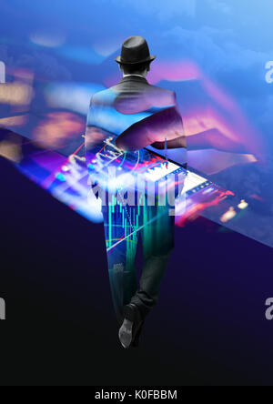 Doppia esposizione il concetto di business. Imprenditore investire in azioni. Foto Stock