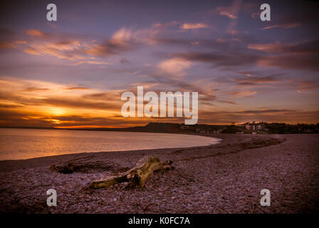 Budleigh beach at sunset Foto Stock