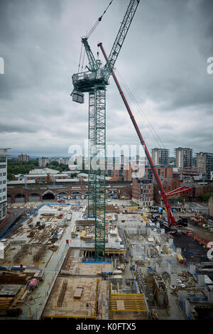 Basi fondamenta di una nuova cappella Wharf regime da Dandara - sviluppatori includeranno un nuovo Lowry Hotel Auto Park, Manchester. Foto Stock