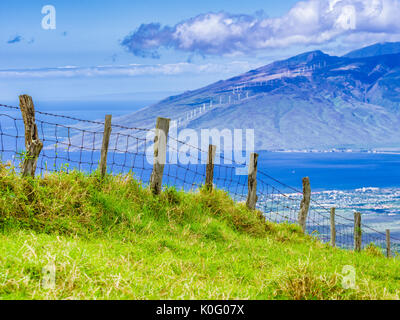 Recinzione di fattoria upcountry Maui Hawaii Foto Stock