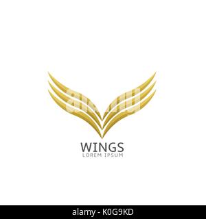 Golden Wings etichetta Illustrazione Vettoriale