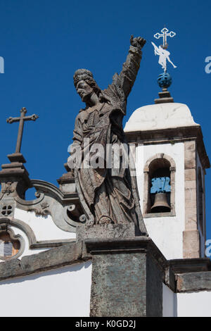 Santuario di Bom Jesus de Matosinhos (Patrimonio Mondiale dell'UNESCO), e i Profeti sculture di Aleijadinho - Congonhas, Minas Gerais, Brasile Foto Stock