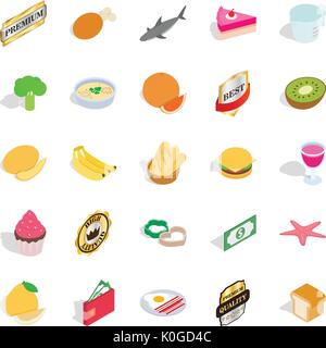 Negozio di alimentari set di icone, stile isometrico Illustrazione Vettoriale