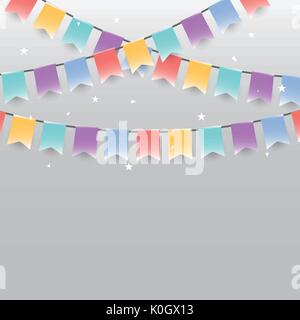 Sfondo di ghirlande colorati Bandiere festosa e coriandoli, vettore di stock Illustrazione Vettoriale
