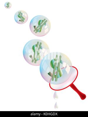 Valuta diversa nelle bolle su sfondo bianco Illustrazione Vettoriale