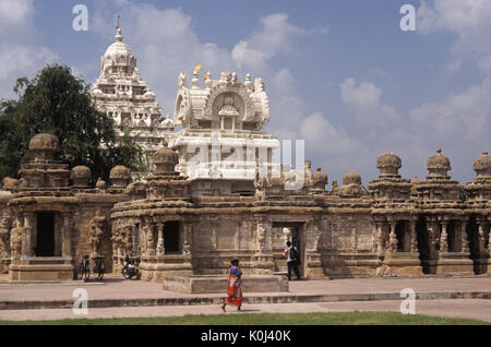 Kailasanatha tempio indù (dedicato a Shiva), Kanchipuram, Tamil Nadu, India Foto Stock