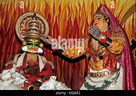 Kathakali ballerini, Cochin, Kerala, India Foto Stock