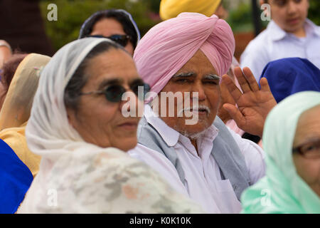 La religione sikh sul galleggiante, Sikh parata del giorno, Salem, Oregon Foto Stock