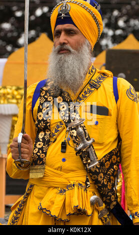 Uomo Sikh, Sikh parata del giorno, Salem, Oregon Foto Stock