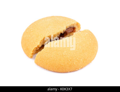 In pezzetti round cookie isolato su sfondo bianco Foto Stock