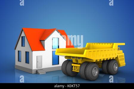 3d illustrazione della casa generico su sfondo blu Foto Stock
