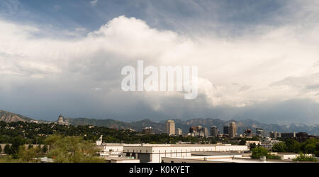 Vista panoramica di Salk Lake City e la Utah State Capital Building Foto Stock