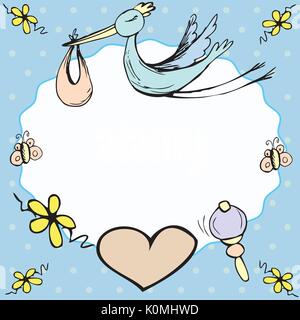 Annuncio baby card o Cornice bambino Illustrazione Vettoriale