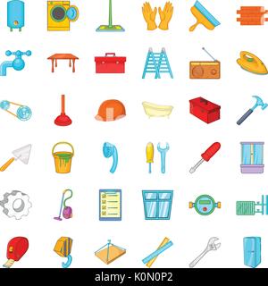 Ristrutturazione di appartamento set di icone, stile cartoon Illustrazione Vettoriale