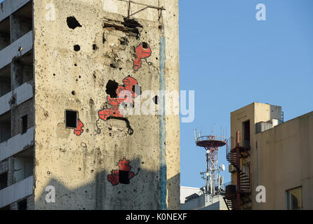 Il Libano, Beirut, rovine di guerra / LIBANON, Beirut, im Krieg zerstoerte Gebaeude Foto Stock