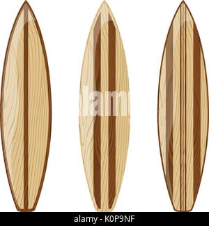 Le tavole da surf di legno isolato su sfondo bianco, formato vettoriale molto facile modificare, gradienti non solo i colori solidi Illustrazione Vettoriale