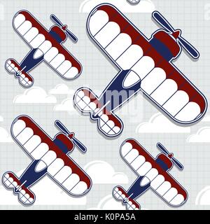 Funny cartoon biplanare pattern per la decorazione infantile in formato vettoriale molto facile modificare i singoli oggetti Illustrazione Vettoriale