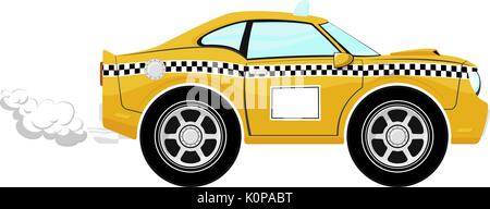 Auto taxi cartoon isolati su sfondo bianco, solo i colori solidi, gradienti di n. Illustrazione Vettoriale