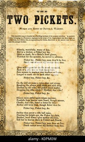 Costeggiata dalla guerra civile americana intitolata "I due picchetti, ' che racconta la storia di un soldato da un reggimento di Tennessee che è stato ucciso dal fratello, un confederato membri soldato dell'esercito, 1863. Foto Stock