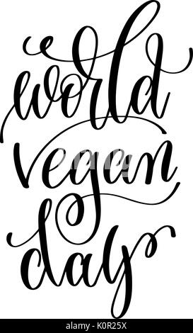 World vegan day - scritte a mano l iscrizione alla vita sana Illustrazione Vettoriale