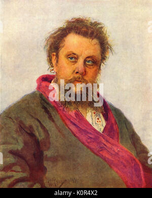 Modesto Petrovich Mussorgsky - ritratto dipinto da Ilya Repin nel 1881. Il compositore russo, 21 marzo 1839 - 28 Marzo 1881. Foto Stock