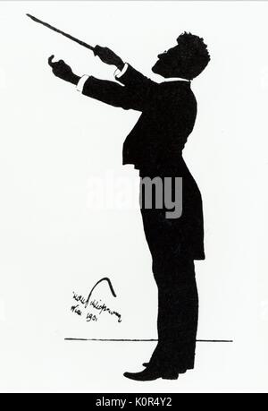 Gustav Mahler a conduzione da Schliessmann, 1901. Silhouette. Il compositore austriaco, 7 luglio 1860 - 18 maggio 1911. Foto Stock